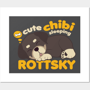 Cute Chibi Sleeping Rottsky Posters and Art